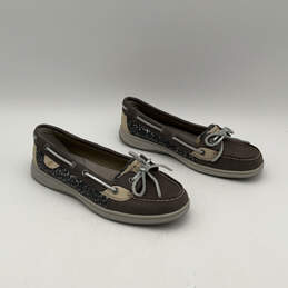 Womens Gray Leather Angel Fish Sequin Slip-On Boat Shoes Size 8.5 alternative image
