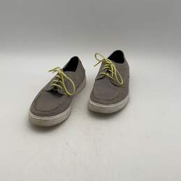 Mens Gray Suede Round Toe Low Top Lace Up Sneaker Shoes Size 8 M