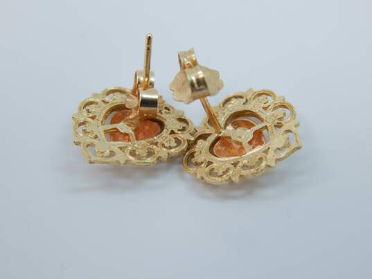 14K Two Tone Yellow & Rose Gold Heart Stud Earrings 1.8g image number 5