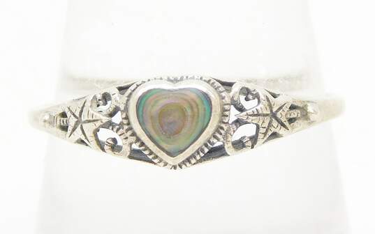 Artisan 925 Abalone Shell Heart Jewelry & Hoop Earrings image number 3