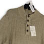 NWT Womens Beige Long Sleeve Knitted Stretch Henley Sweater Size X-Large image number 3