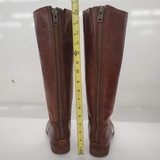Frye Jolie Cognac Brown Leather Zip Knee High Boots Women's Size 7.5M image number 4