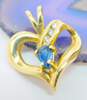 14K Yellow Gold Sapphire 0.03 CTTW Diamond Ribbon Heart Pendant 1.5g image number 1