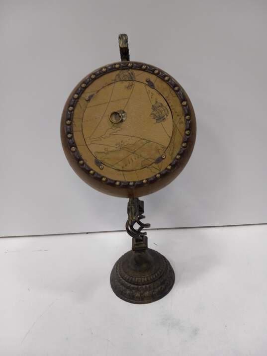 Vintage Imax Metal Pedestal Table Clock Globe Atlas image number 2