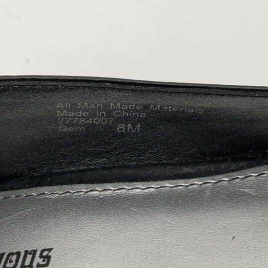 Womens Black Leather Peep Toe Classic Slip-On Stiletto Pump Heels Size 8M image number 6