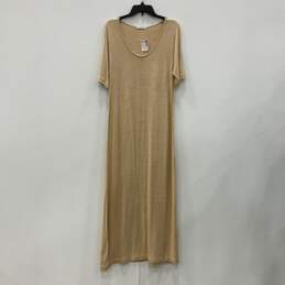 NWT Joan Vass Womens Beige Scoop Neck Short Sleeve T-Shirt Dress Size 2