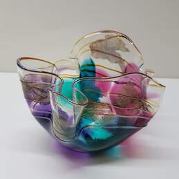 Scott & Laura '95 Hand Blown Art Glass Bowl, Signed alternative image