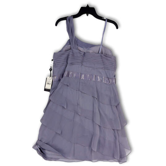 NWT Womens Purple Tiered Asymmetrical One Shoulder A-Line Dress Size 16 image number 2