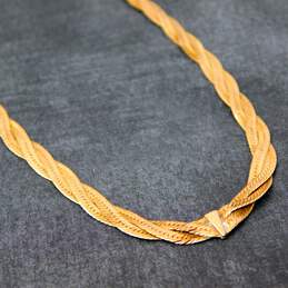 14k Yellow Gold Twisted Herringbone Chain Necklace 6.8g
