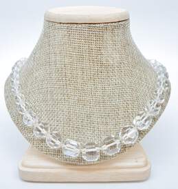 Vintage Silvertone Faceted Clear Quartz Graduated Beaded Necklace 33.6g alternative image