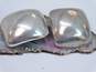 Taxco Mexico 925 Modernist Puffed Dome Curved Rectangle Chunky Clip On Earrings 23g image number 3
