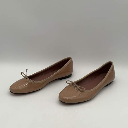 Womens Brown Leather Round Toe Low Top Slip-On Ballet Flats Size 41 image number 4