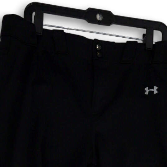 Buy the Mens Black Regular Fit Flat Front Pockets Softball Capri Pants Size  XL