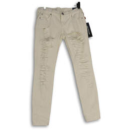 NWT Womens White Denim Distressed 5-Pocket Design Skinny Leg Jeans Size 25
