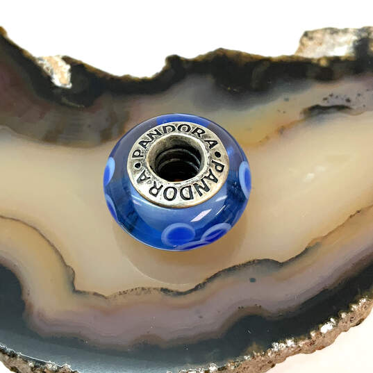 Designer Pandora 925 ALE Sterling Silver Blue Murano Glass Beaded Charm image number 1