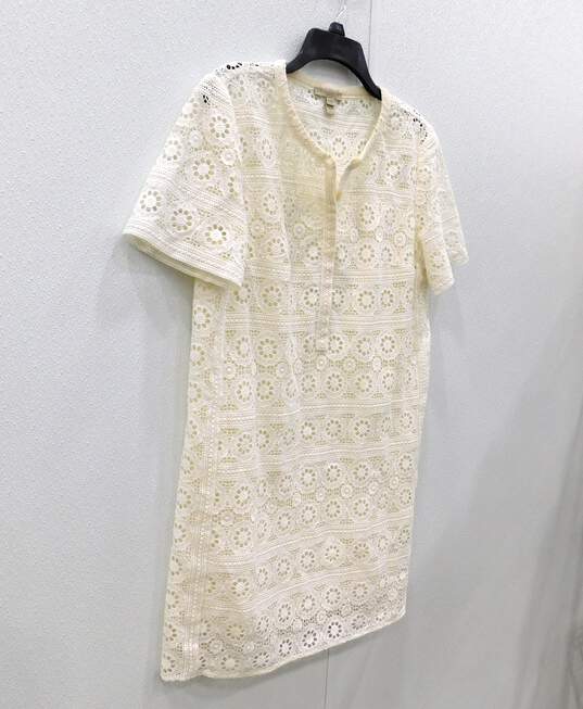 Burberry Brit White Cotton Lace Shirt Tunic Women's Mini Dress Size 10 with COA image number 3