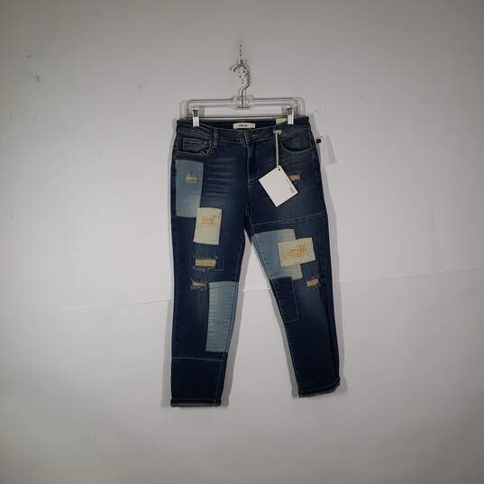 NWT Womens Patchwork 5 Pockets Design Demin Skinny Leg Jeans Size 7 image number 1