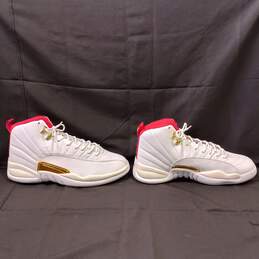 Men's White/Red Jordan 12 Retro Fiba Sneakers Size 13 alternative image