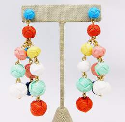 J. Crew Designer Gold Tone Accented Colorful Statement Drop Earrings