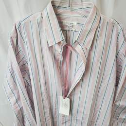 Luly Yang Couture Pink Blue Striped Men's  Dress Shirt Button Up Size 17-35 alternative image
