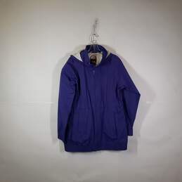 Womens Long Sleeve Hooded Mid Length Full-Zip Rain Coat Size X-Large