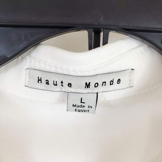 Haute Monde Women White Collar Shirt Dress L NWT image number 3