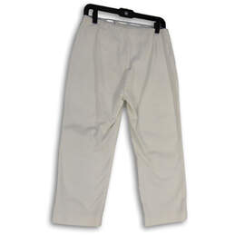 Womens White Flat Front Stretch Pockets Straight Leg Dress Pants Size 8 alternative image