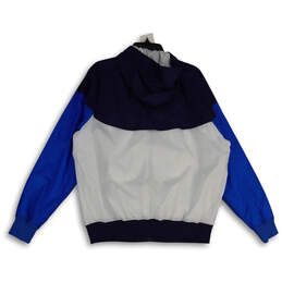 NWT Mens Blue White Hooded Long Sleeve Full-Zip Windbreaker Jacket Size M alternative image