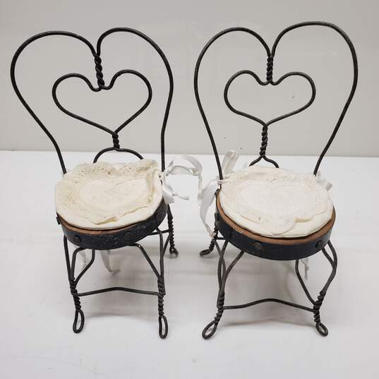 2x Vintage Wire Doll Chairs image number 1