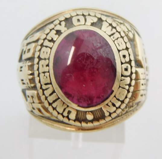 Vintage 10K Gold Ruby Cabochon College Class Ring 15.9g image number 1
