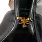 Prada Black Metallic Silver Leather Block Heels Women's Size 6.5 image number 8