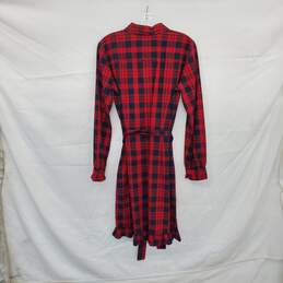 Brooks Brothers Red Fleece Cotton Plaid Patterned Belted Dress WM Size 6 NWT alternative image