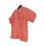 Mens Orange Short Sleeve Collared Casual Button Up Shirt Size XL image number 3