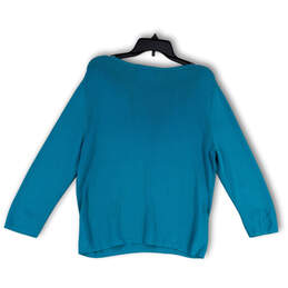 Womens Blue Round Neck Long Sleeve Regular Fit Pullover T-Shirt Size Large alternative image