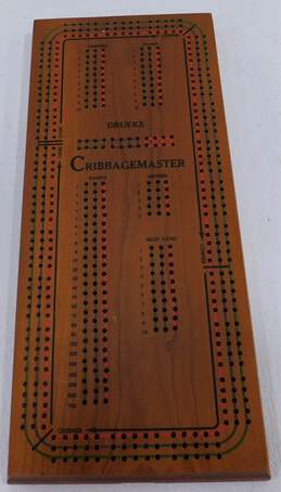 Vintage Drueke Cribbagemaster No. 1950 Wood Cribbage Board Game Once A Round IOB