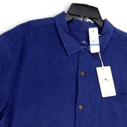 NWT Mens Blue Collared Short Sleeve Pockets Button-Up Shirt Size XL alternative image