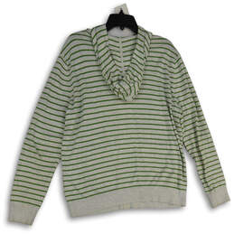 Womens Green Gray Striped Hooded Long Sleeve Full-Zip Cardigan Sweater Sz L alternative image