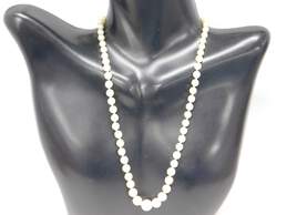 Romantic 14K White Gold Clasp Graduated Pearl Necklace 10.9g