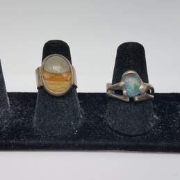 Sterling Silver Assorted Multi Gemstone Ring Jewelry Bundle 2pcs 14.2g