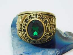 Vintage 10K Gold Faceted Dark Green Spinel Oval Class Ring 16.7g