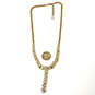 Designer Swarovski Gold-Tone Crystal Clear Rhinestone Y Drop Chain Necklace image number 4