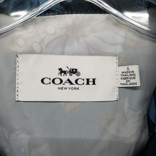 Coach Blue Floral Print Zip Up Lightweight Jacket Size S image number 3