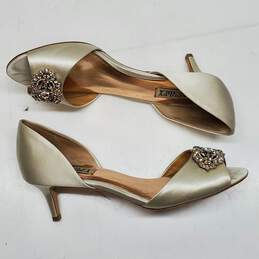Badgley Mischka Jeweled Peep Toe Heels Size 8.5 alternative image