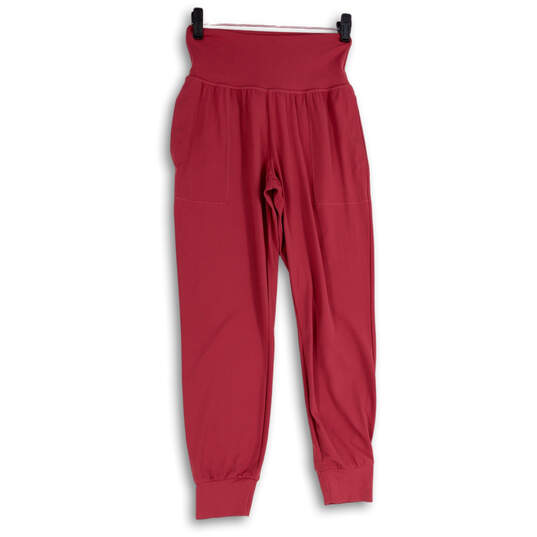 Womens Pink Elastic Waist Slash Pocket Tapered Leg Jogger Pants Size XS image number 1