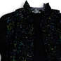 Womens Black Animal Print Long Casual Sleeve Collared Jacket Size Large image number 3