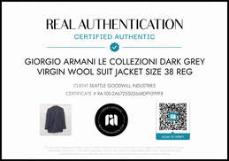 Giorgio Armani Le Collezion Men's Dark Gray Wool Blend Suit Jacket Size 38 - AUTHENTICATED alternative image