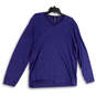 Womens Blue V-Neck Long Sleeve Stretch Pullover T-Shirt Size Large image number 1