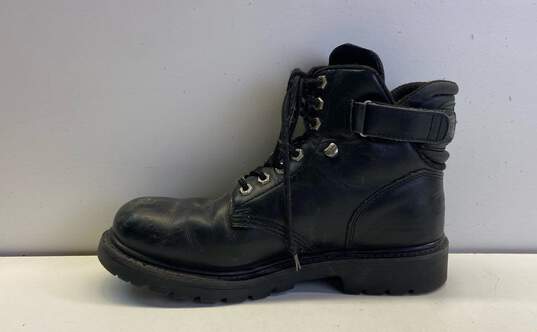 Harley Davidson 91017 Black Leather Lace Up Biker Ankle Boots Men's Size 10 image number 2