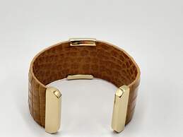 Womens Gold-Tone Brown Crocodile Hide Cuff Bracelet 51g SKYX6N6MR-A alternative image