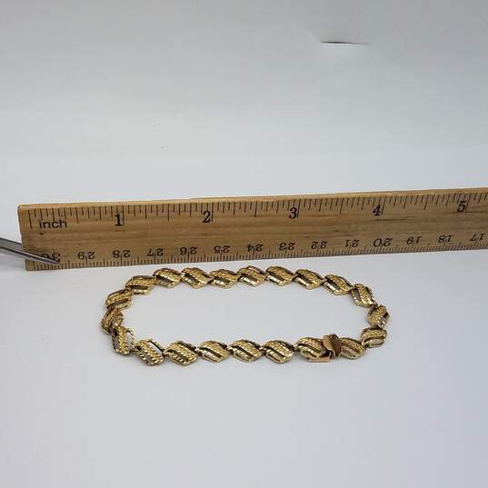 14k Gold Diamond Cut Unique Link Bracelet 10.0g image number 6